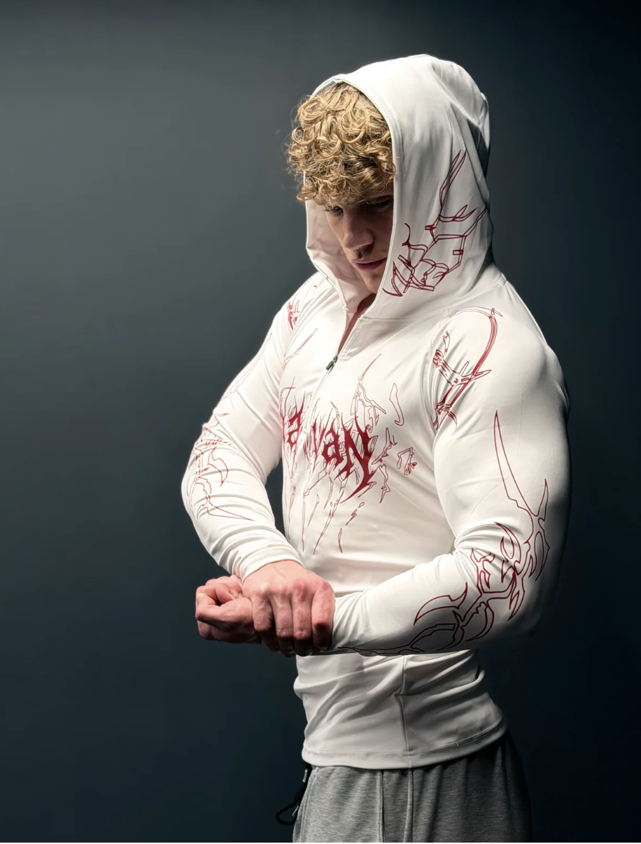 Compression Hoodie — Raavan White Flame